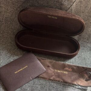 Tom Ford Brown Velvet Sunglasses Case & Cloth Set